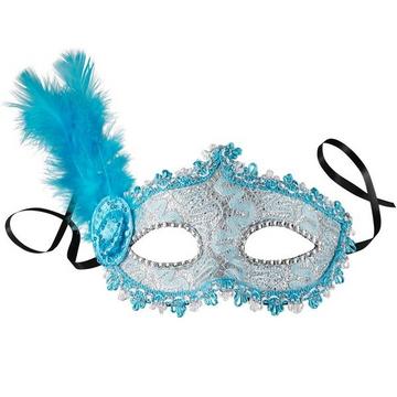 Masque vénitien avec une plume sur le côté