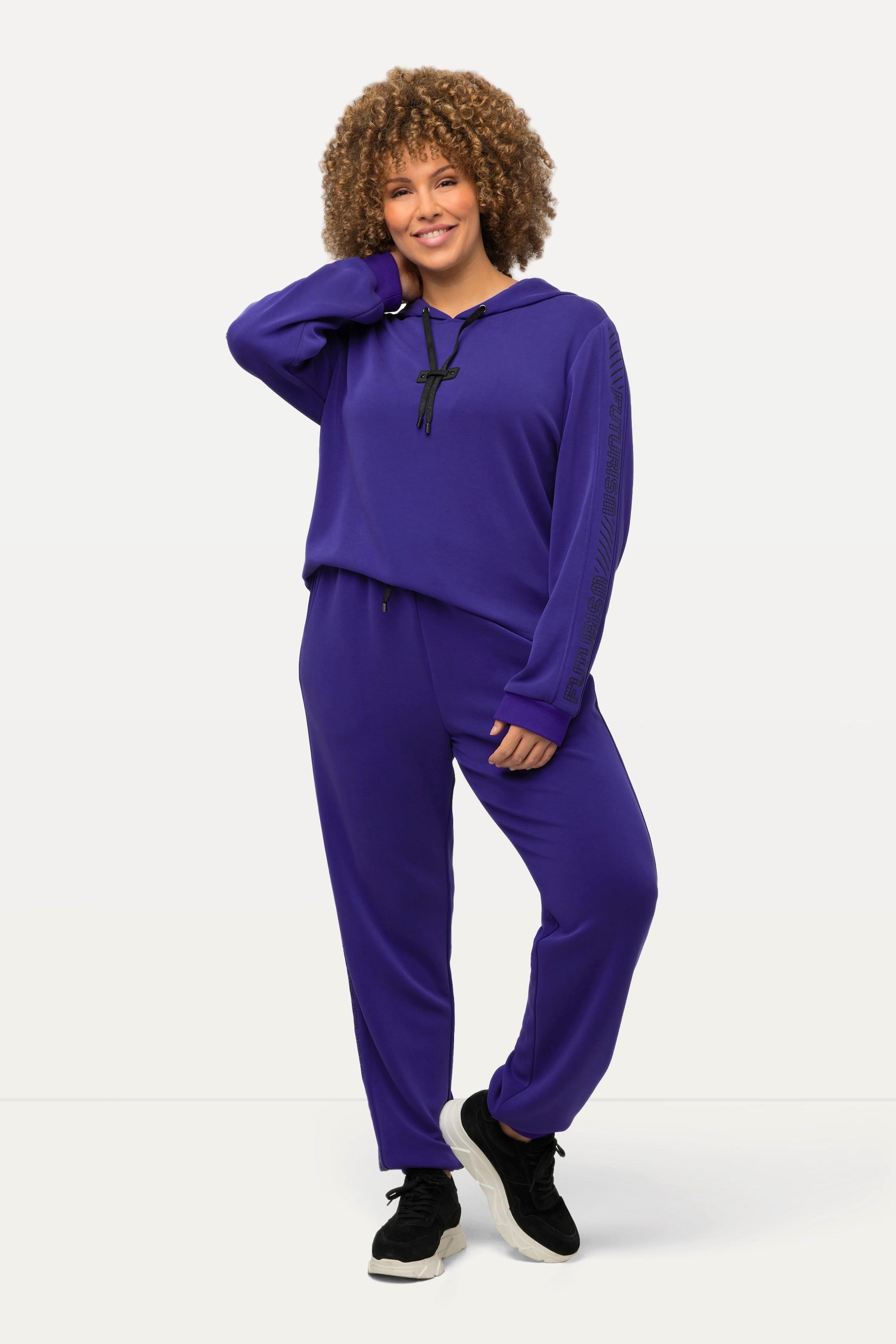 Ulla Popken  Pantalon de jogging à taille élastique, lettrage imprimé et cordon 