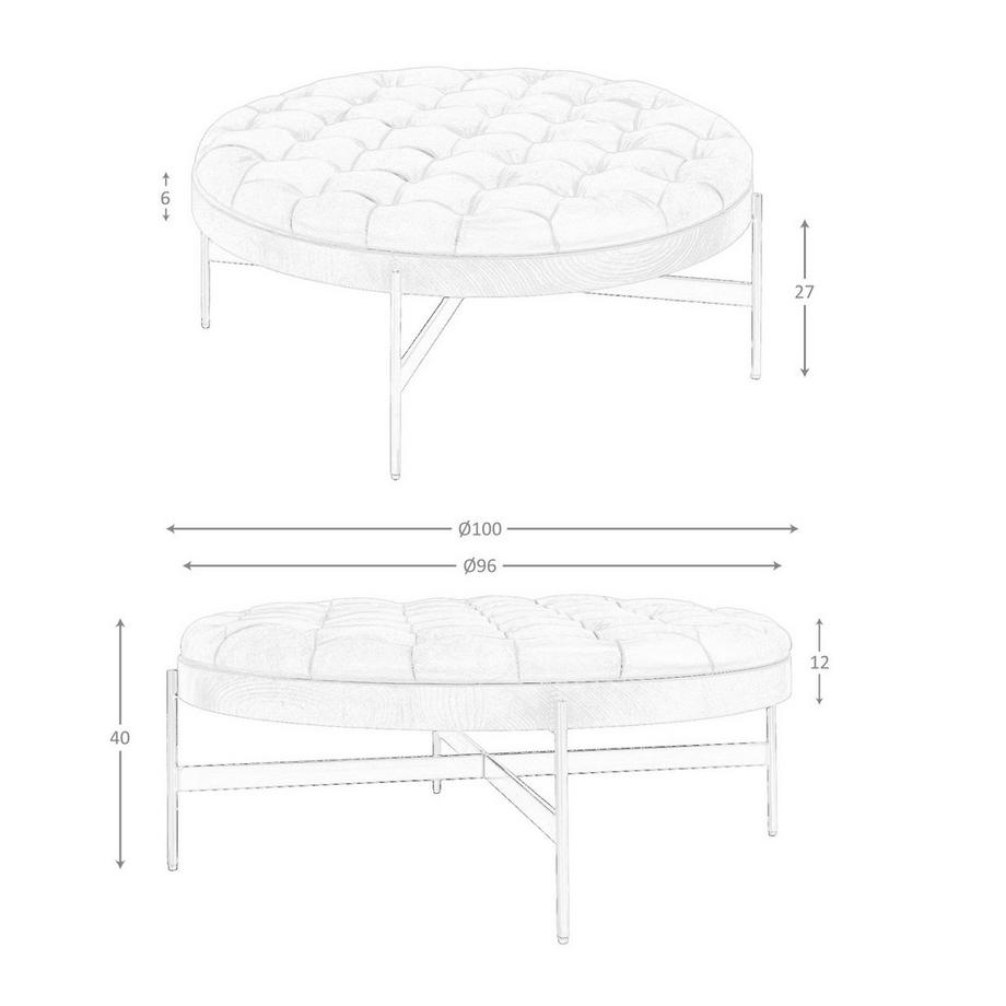 ANGEL CERDA Table basse ronde en cuir brun foncé, noyer et acier foncé  