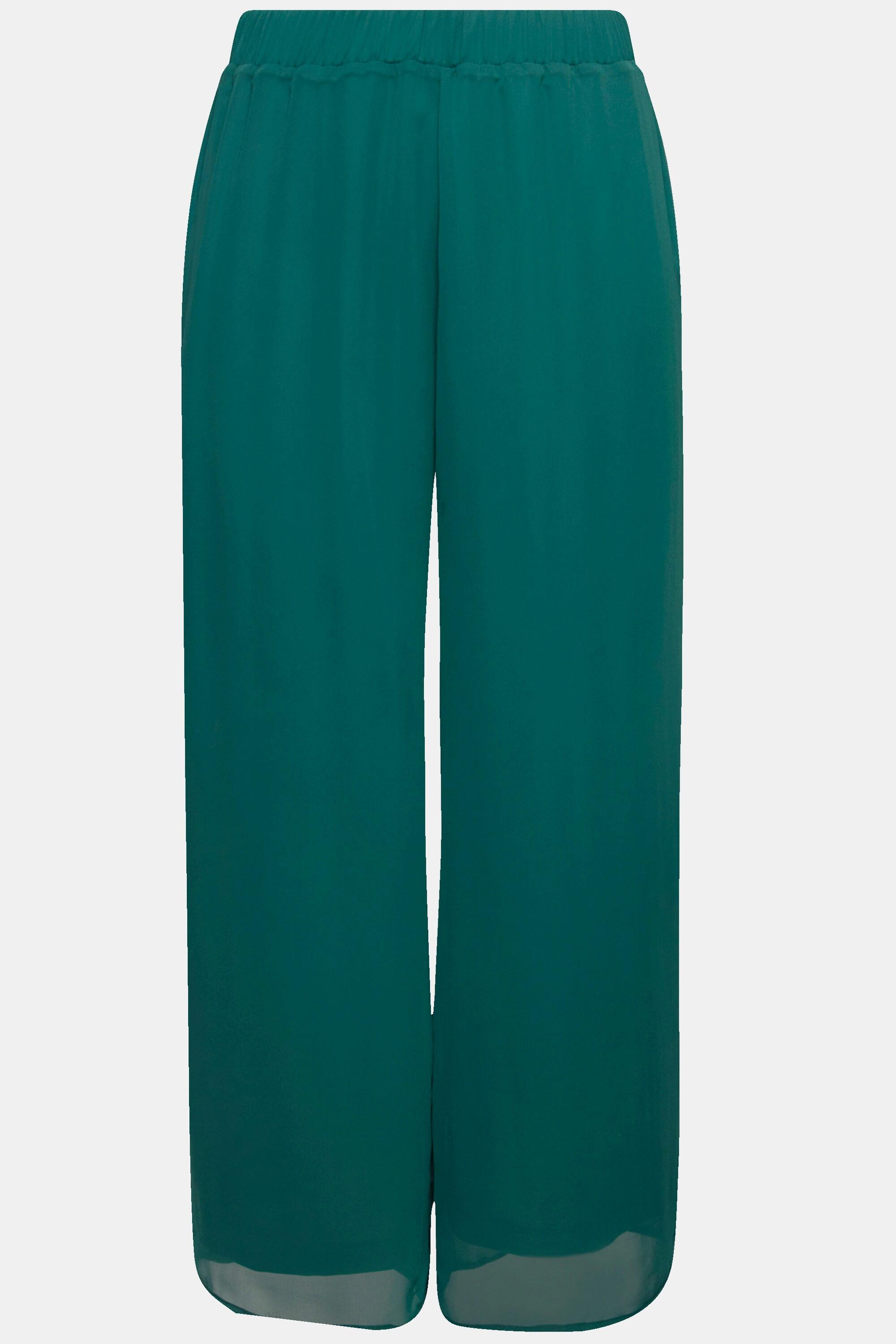 Ulla Popken  Pantalon double épaisseur, jersey et doublure en mousseline. Jambe large et taille élastique. 