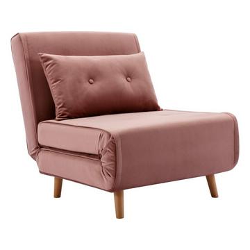 Fauteuil convertible en velours rose poudré URIBIA