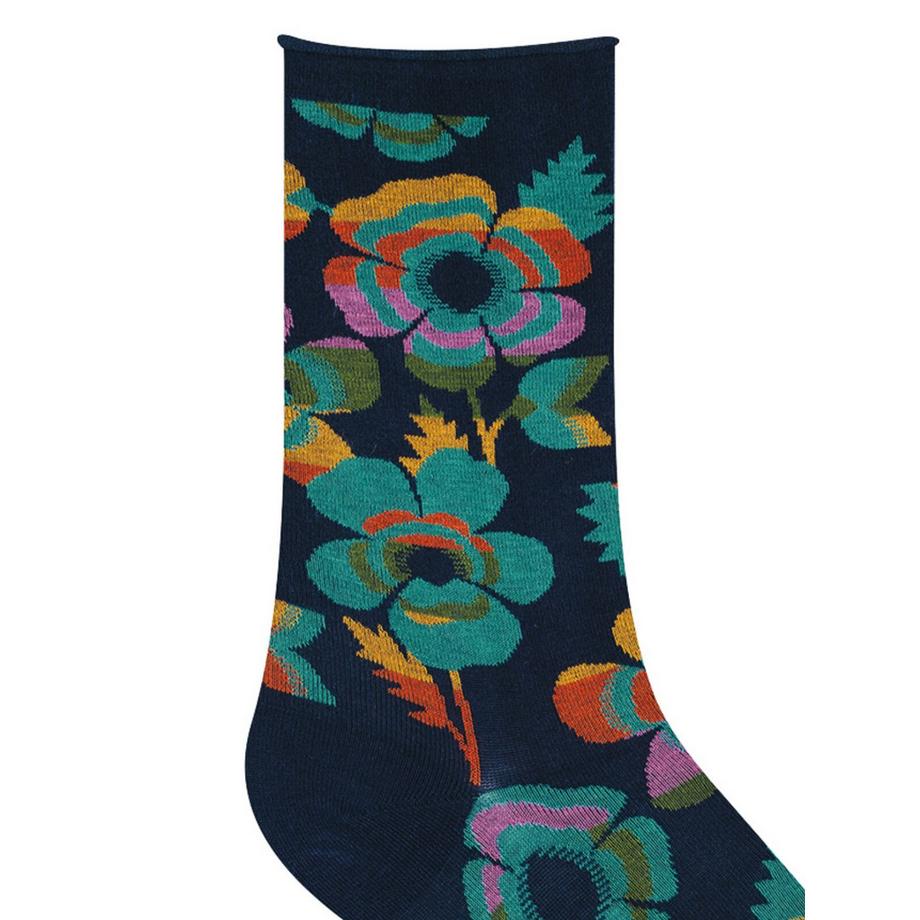 BLEU FORET Fleurs Calzini a polsino arrotolato  