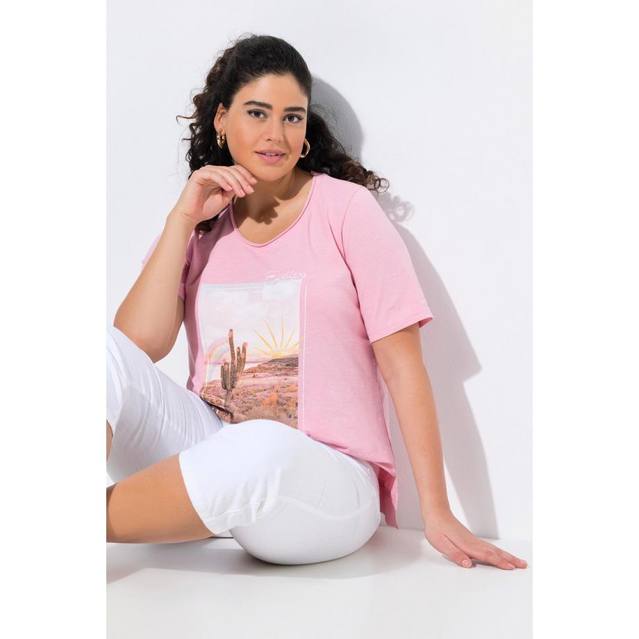 Ulla Popken T-shirt Classic Cactus Bordi Arrotolati Scollo Rotondo Maniche Corte  