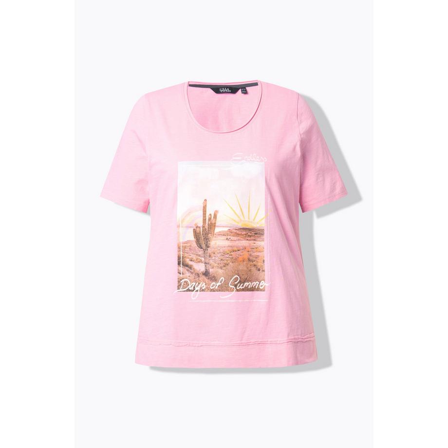 Ulla Popken T-shirt Classic Cactus Bordi Arrotolati Scollo Rotondo Maniche Corte  