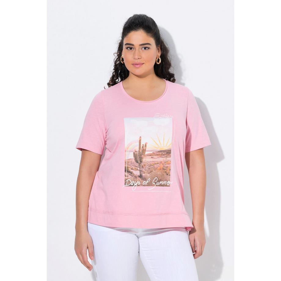 Ulla Popken T-shirt Classic Cactus Bordi Arrotolati Scollo Rotondo Maniche Corte  
