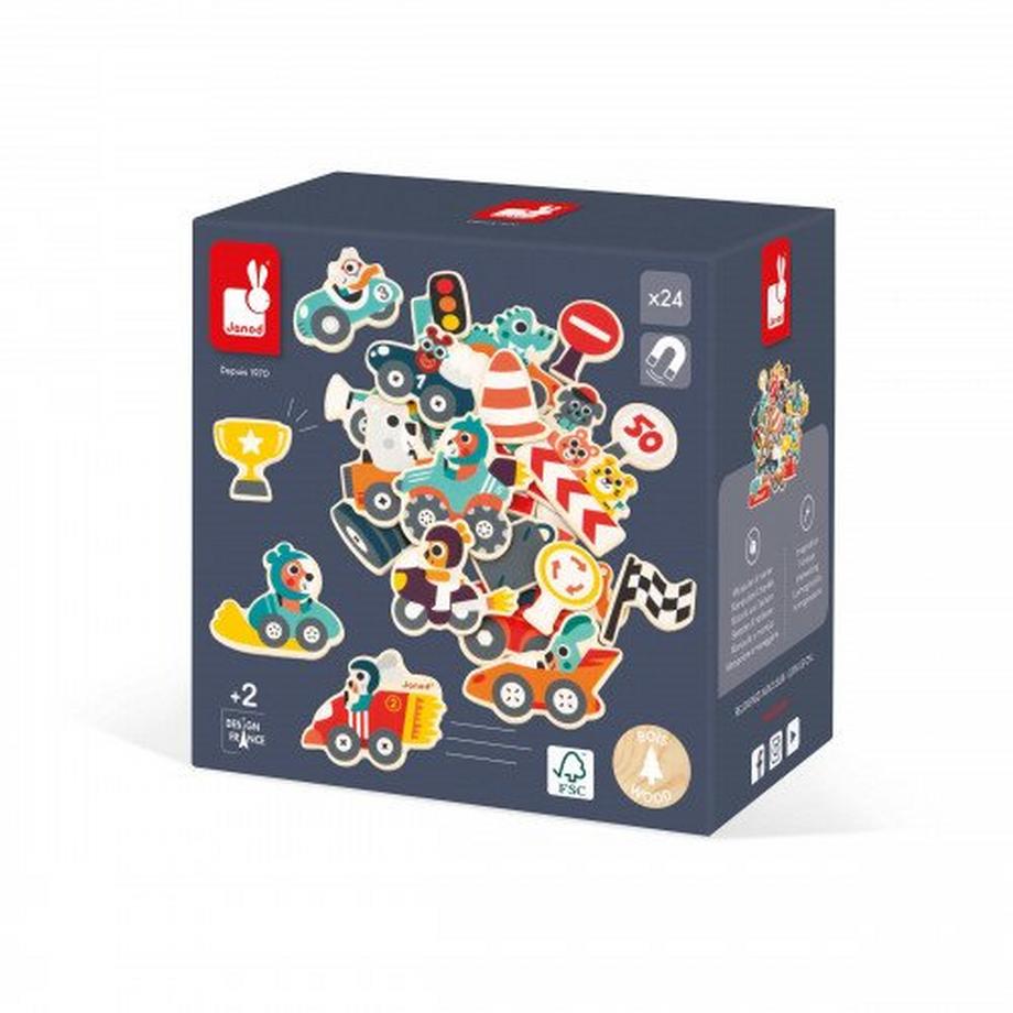 Janod  Kreativ Magnete Rennwagen 24 Stück FSC 