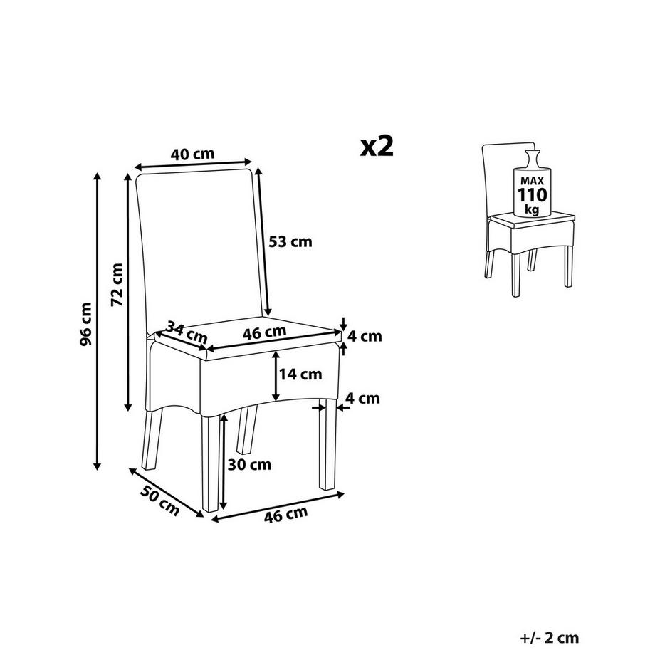 Beliani Esszimmerstuhl 2er Set aus Rattan Skandinavisch ANDES  