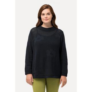 Ulla Popken  Pullover, Lochstrick, Rundhals, Langarm, Biobaumwolle 