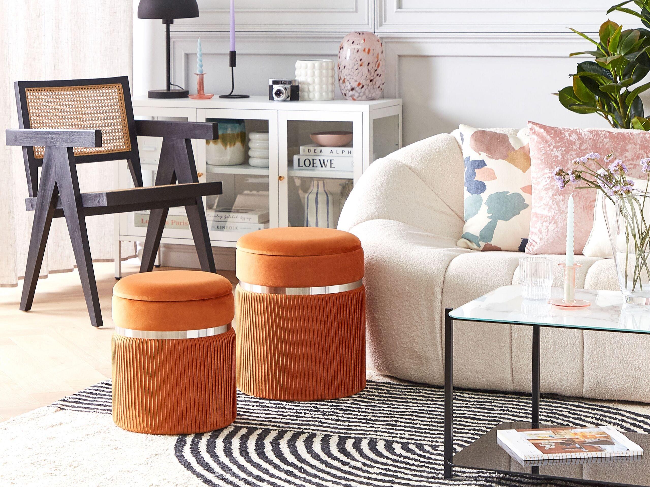 Beliani Pouf en Velours Moderne CAMDENTON  