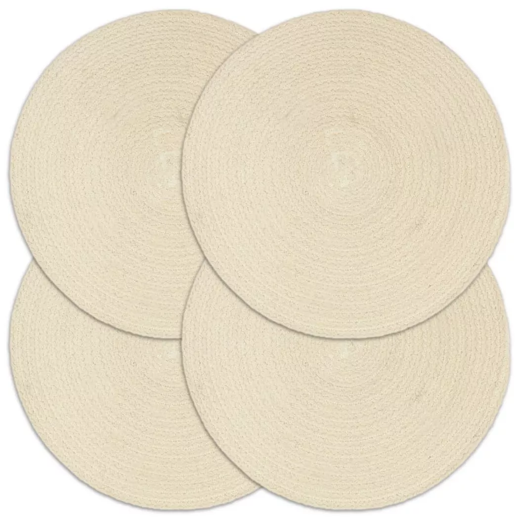 Napperons 4 pcs Naturel Plain 38 cm Rond Coton