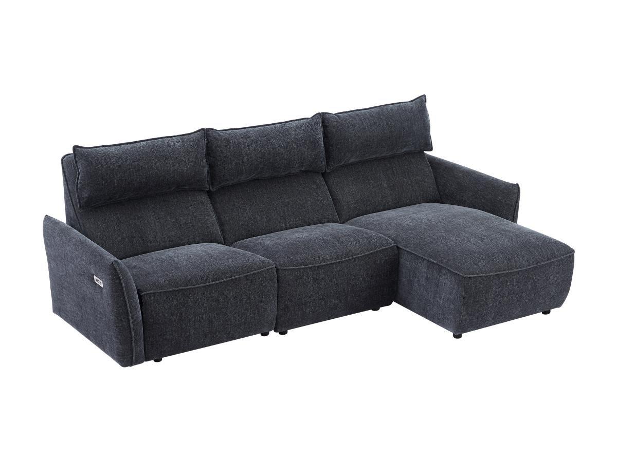 Vente-unique Eckrelaxsofa elektrisch - Ecke rechts - Strukturstoff - Anthrazit - LOANO  