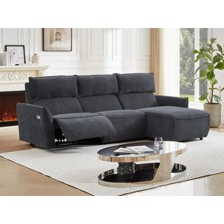 Vente-unique Eckrelaxsofa elektrisch - Ecke rechts - Strukturstoff - Anthrazit - LOANO  