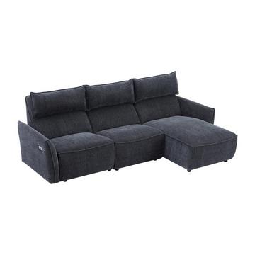 Eckrelaxsofa elektrisch - Ecke rechts - Strukturstoff - Anthrazit - LOANO