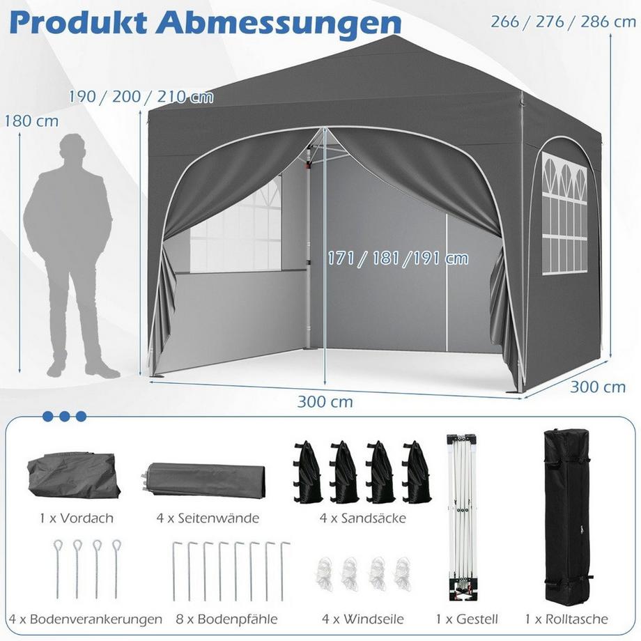 Northix Tenda a baldacchino pop-up, 4 pareti  