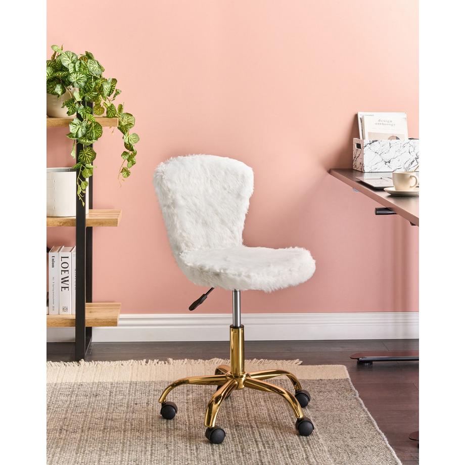 Beliani Chaise de bureau en Fourrure synthétique Moderne MARGATE  