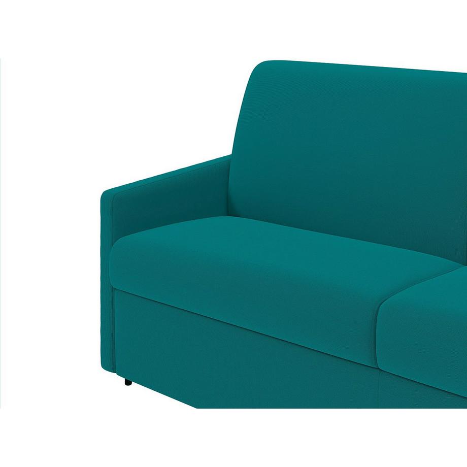 Vente-unique Canapé 3 places conible express en tissu CALIFE Turquoise Couchage 1Matelas  