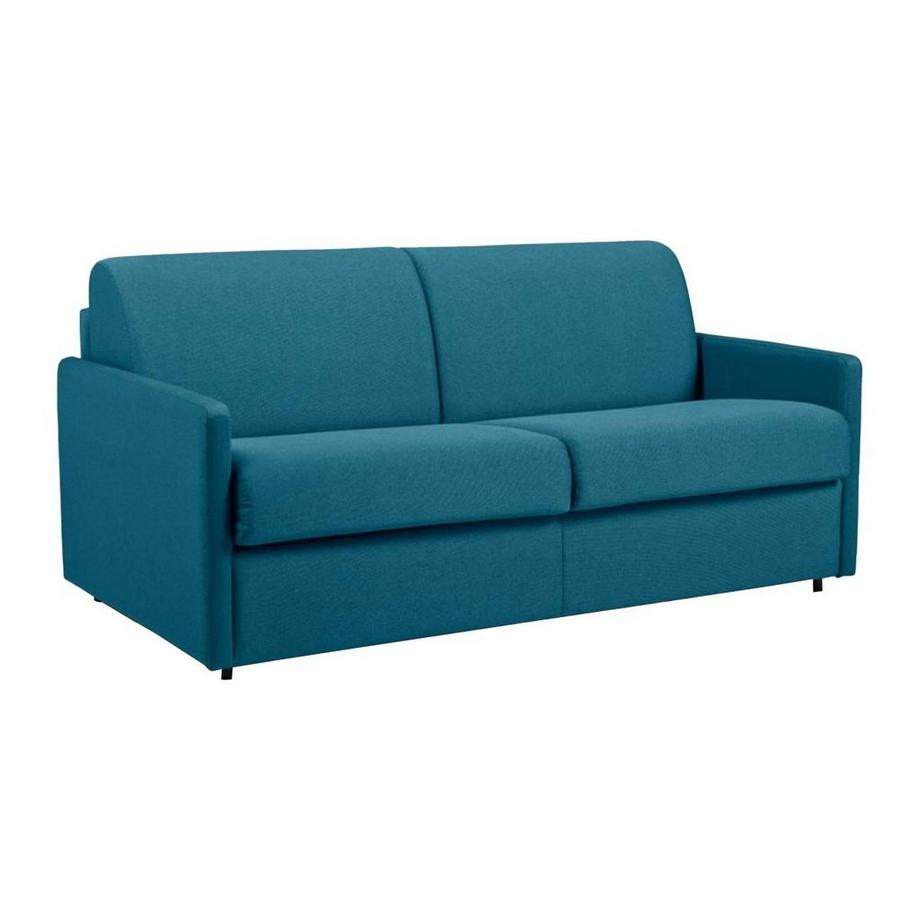 Canapé 3 places conible express en tissu CALIFE Turquoise Couchage 1Matelas