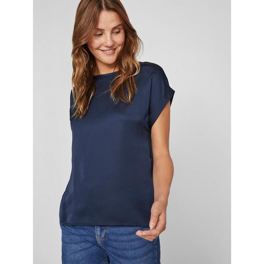 Satiniertes T-Shirt mit rundem Ausschnitt