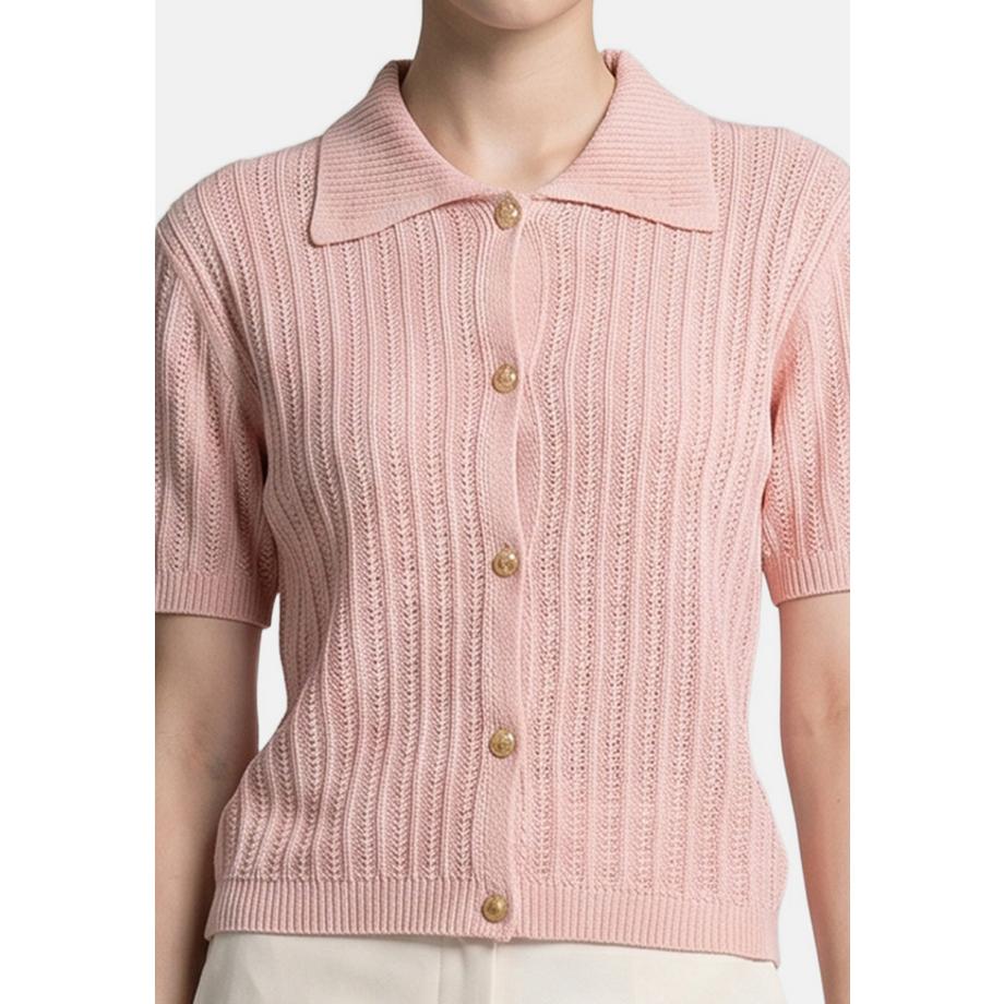 Roberta Rossi Cardigan lavorato a maglia con collo e maniche corte  
