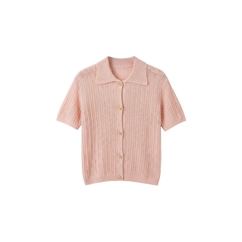 Roberta Rossi Cardigan lavorato a maglia con collo e maniche corte  