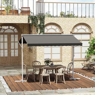 Outsunny Auvent De Jardin Auvent Debout Avec Bras Pliant Manivelle Patio  