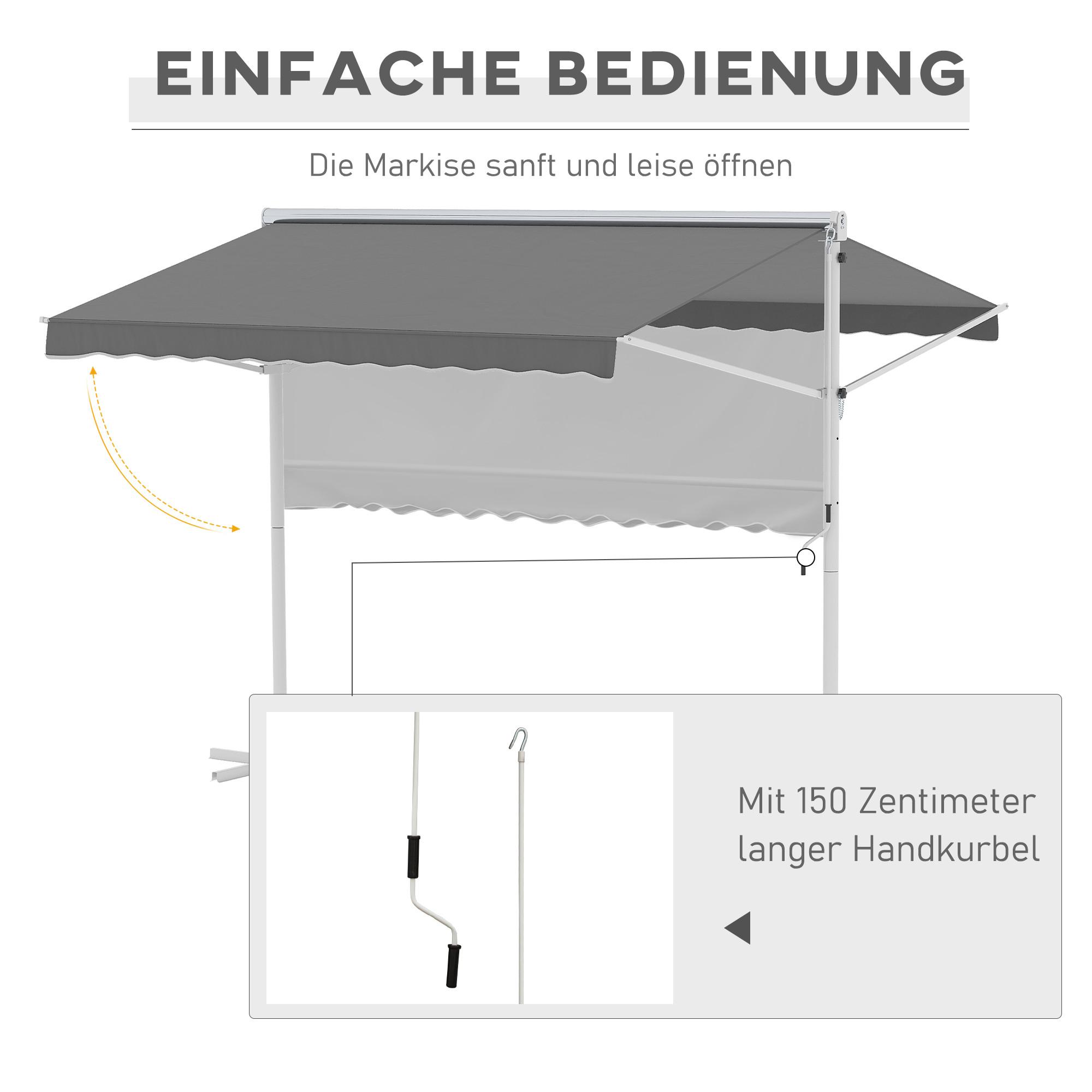 Outsunny Standmarkise Gartenmarkise Markise Mit Faltarm Kurbel Terrasse  