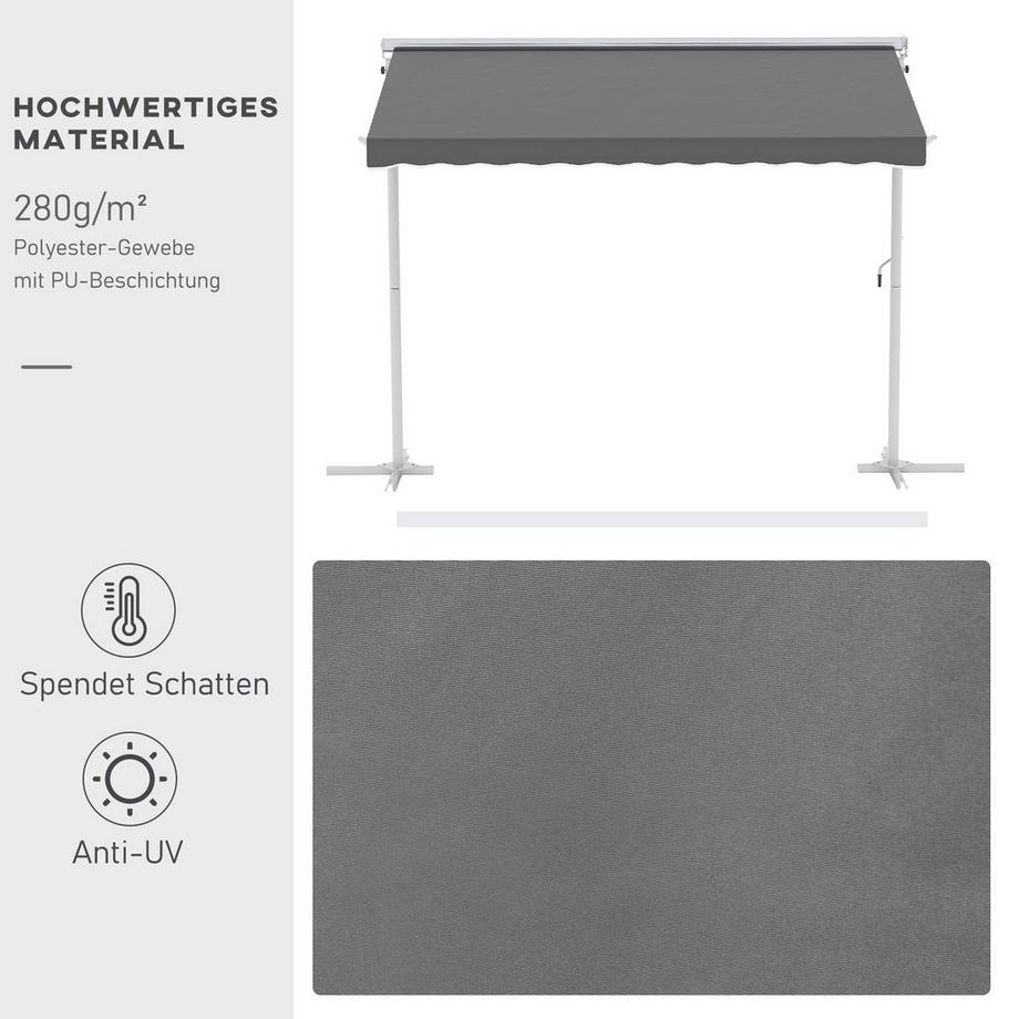 Northio Standmarkise Gartenmarkise Markise Mit Faltarm Kurbel Terrasse  