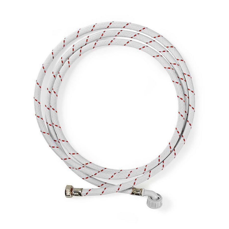 Nedis Tuyau d'entrée en nylon | 1/2'' | 3/4'' | 10 Bar | 90 °C | 2,50 m | Application : Vaisselle / Machine à laver | Nylon | Rouge / Blanc  