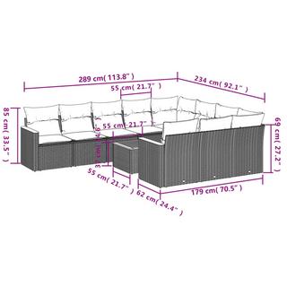 VidaXL Ensemble de canapés de jardin rotin synthétique  