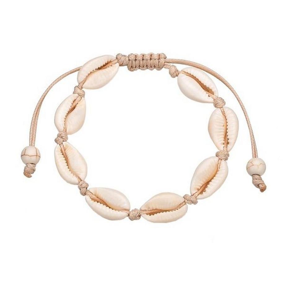 eStore  Bracciale Regolabile con conchiglie bianche - Bianco 