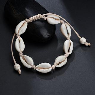 eStore  Bracciale Regolabile con conchiglie bianche - Bianco 