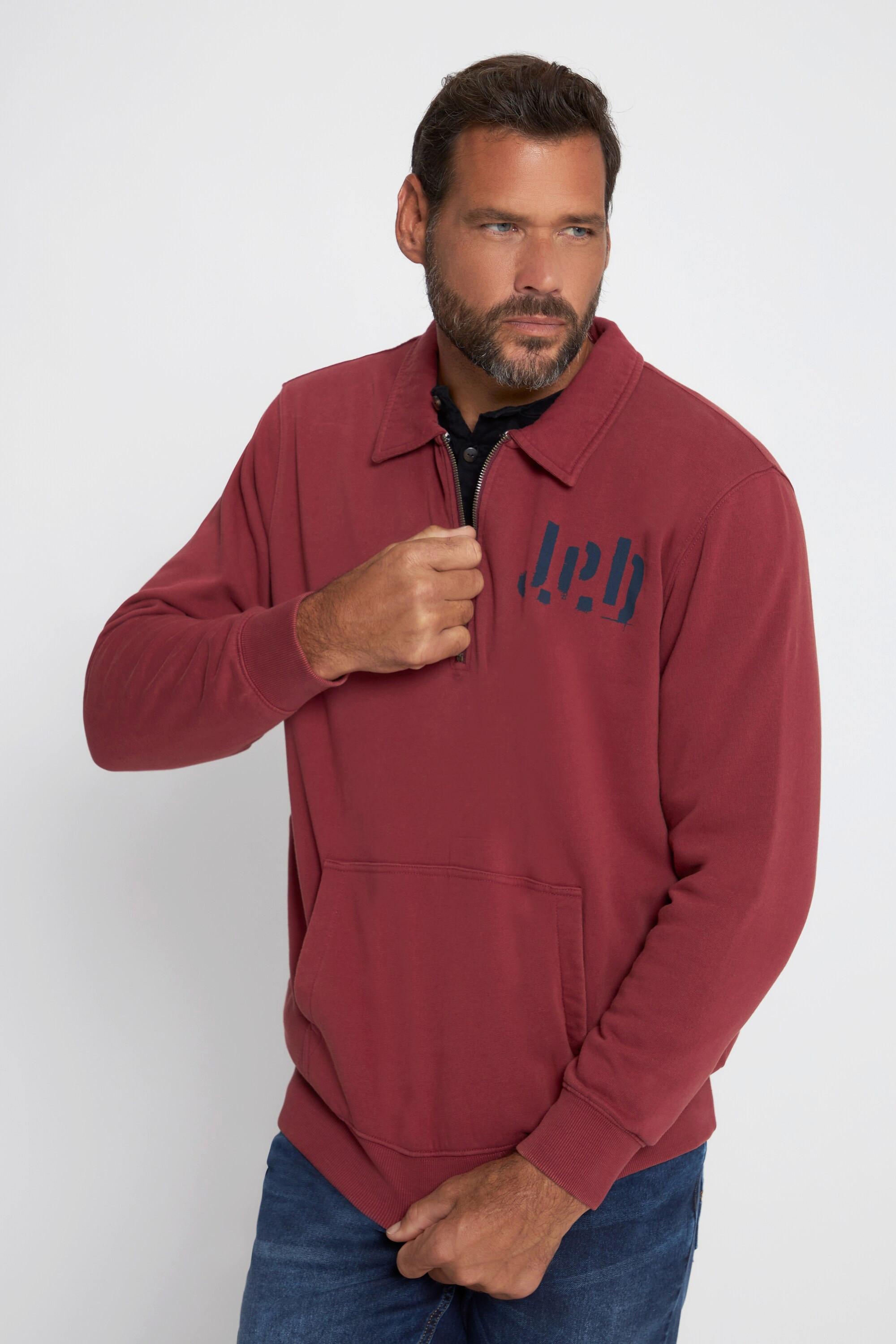 JP1880  Sweat-shirt avec col polo et fermeture à glissière 