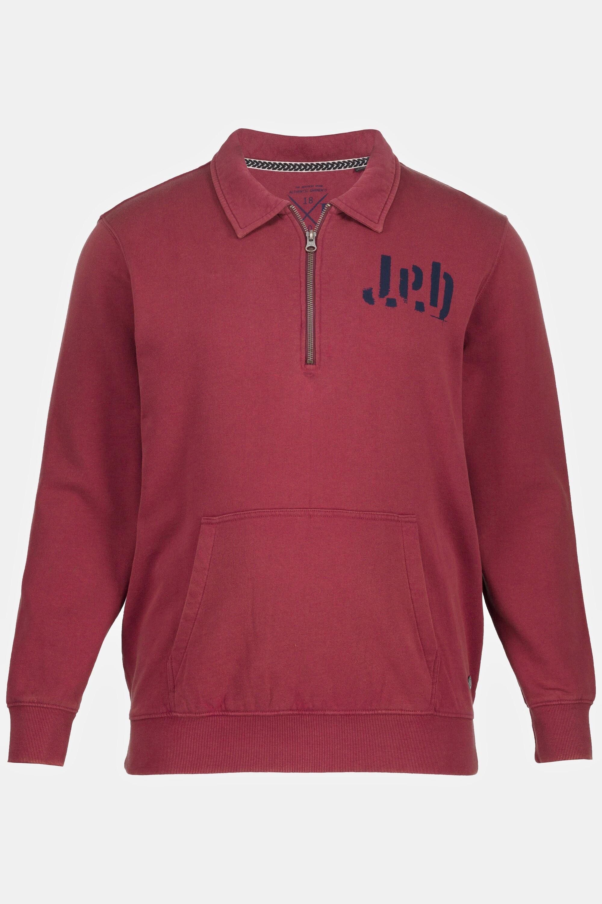 JP1880  Sweat-shirt avec col polo et fermeture à glissière 