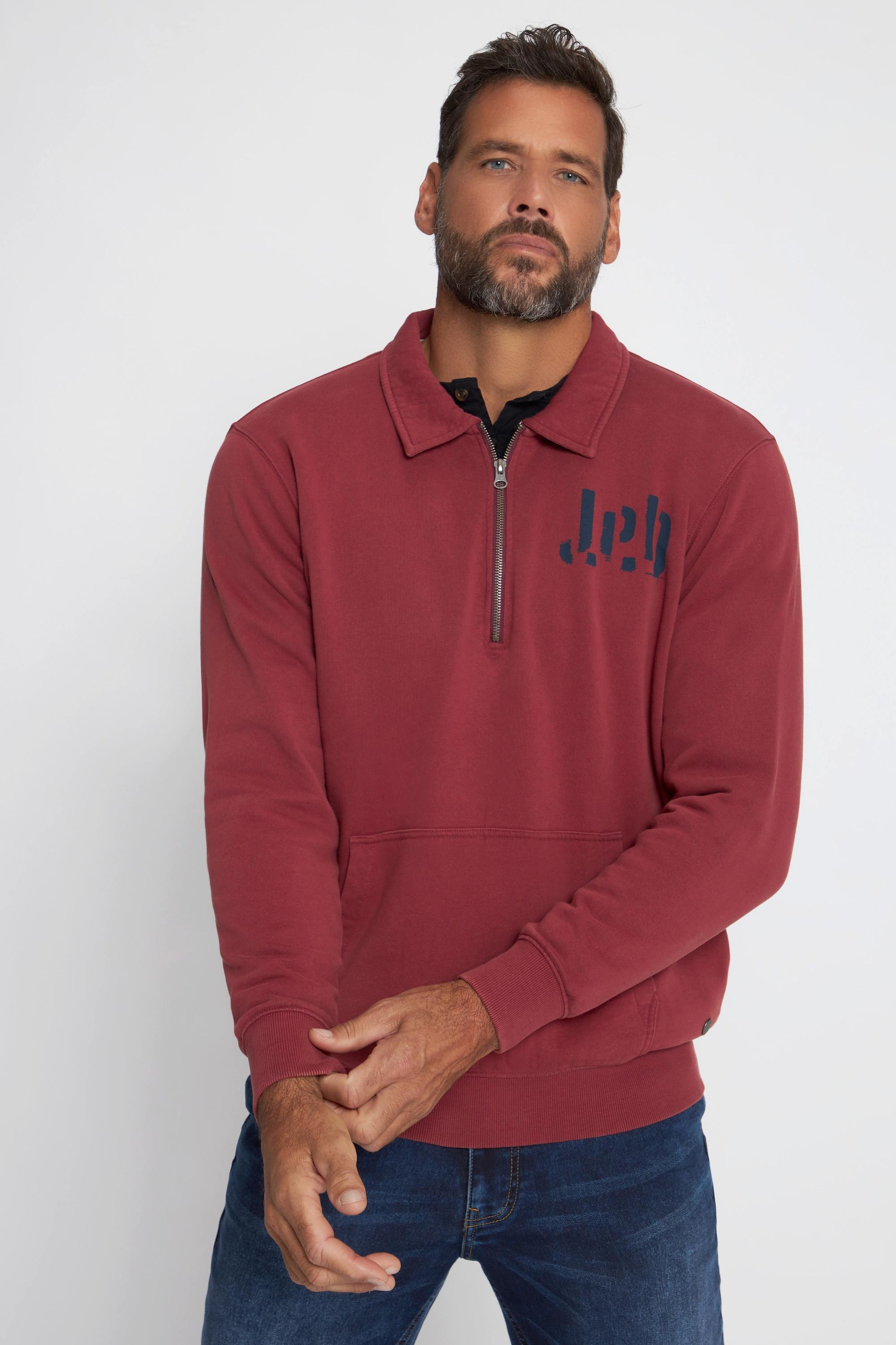 JP1880  Sweat-shirt avec col polo et fermeture à glissière 