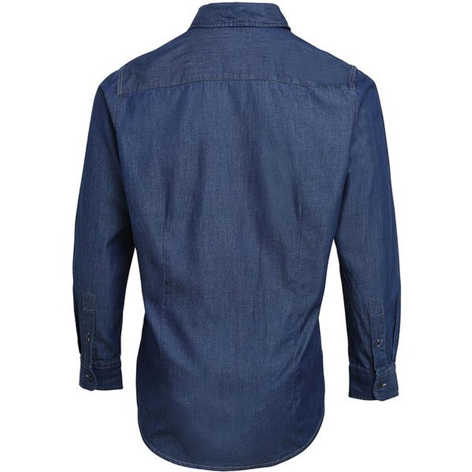 PREMIER Chemise en jean à manches longues avec surpiqûres contrastées  