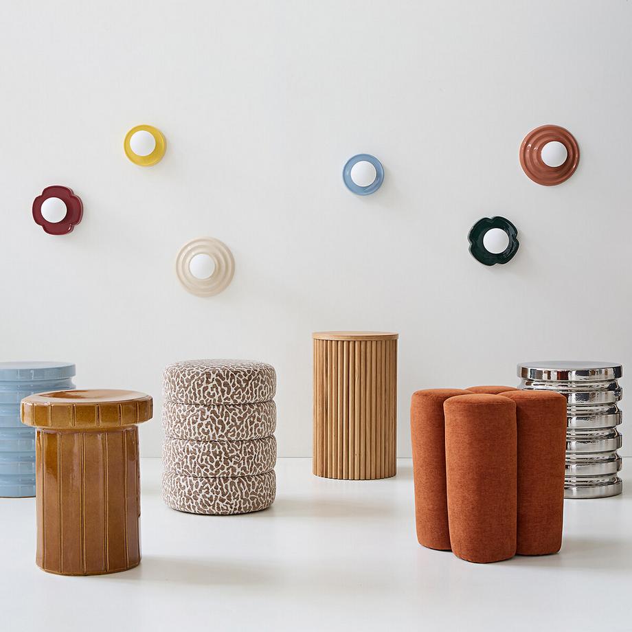 La Redoute Intérieurs Hocker Bouclé mit Leopardenmuster  