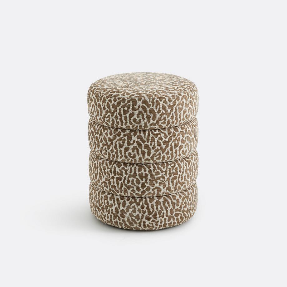 Hocker Bouclé mit Leopardenmuster