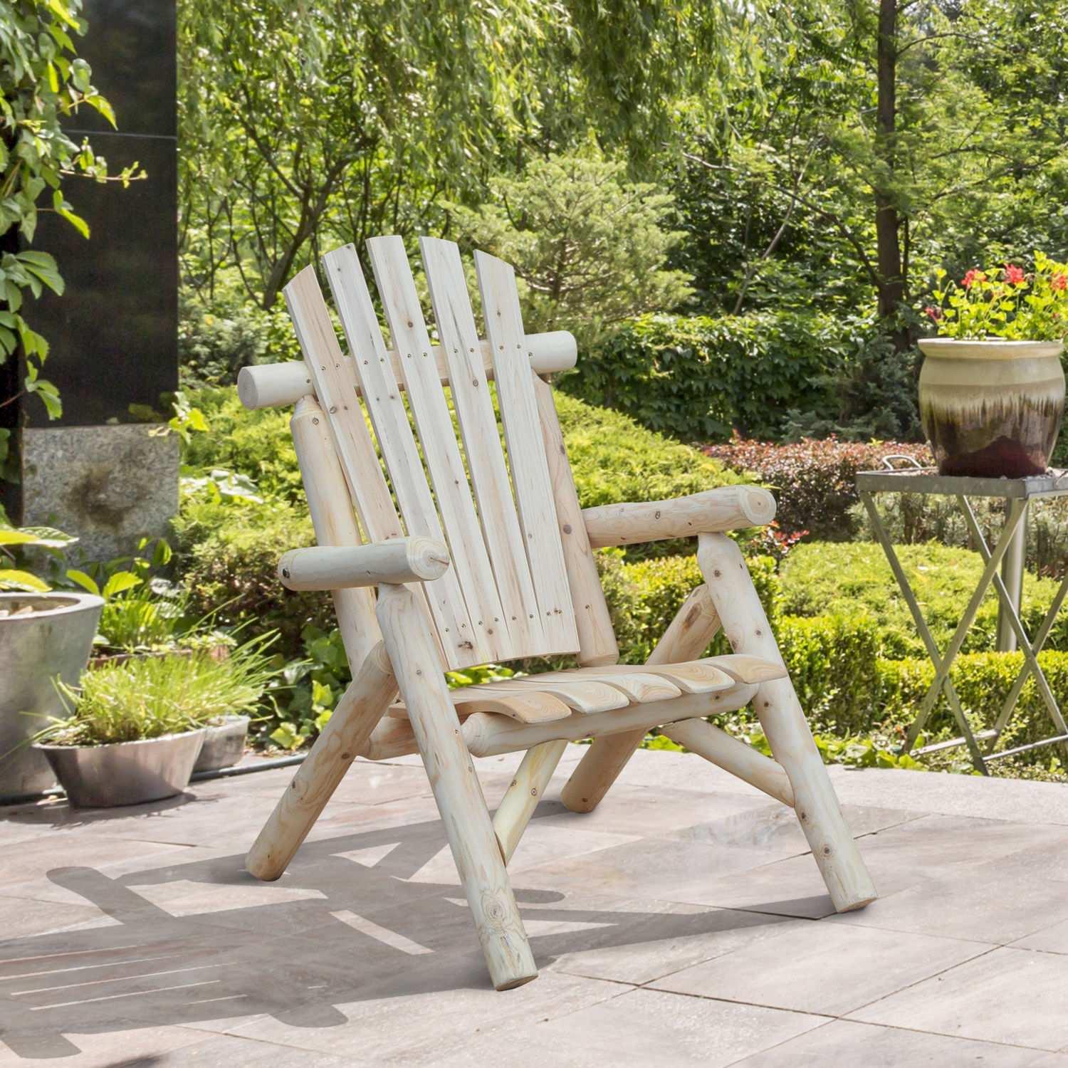 Northio Adirondack Chaise De Jardin Chaise De Jardin Chaise En Bois Dossier Haut Avec Accoudoir Bois De Sapin Naturel 83 X 68 X 101 Cm  