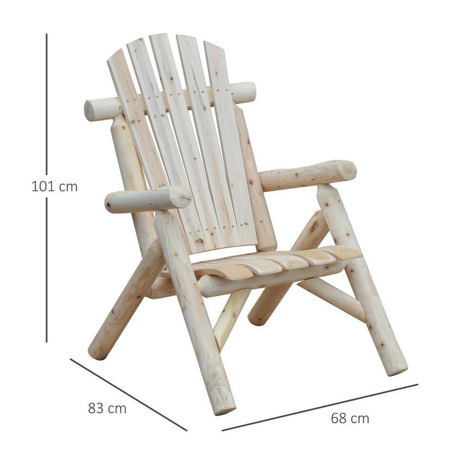 Northio Adirondack Gartenstuhl Gartensessel Holzstuhl Hochlehner Mit Armlehne Tannenholz Natur 83 X 68 X 101 Cm  