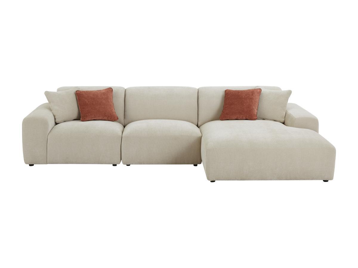 Maison Céphy Grand canapé d'angle droit en velours côtelé beige TIRONO de Maison Céphy  