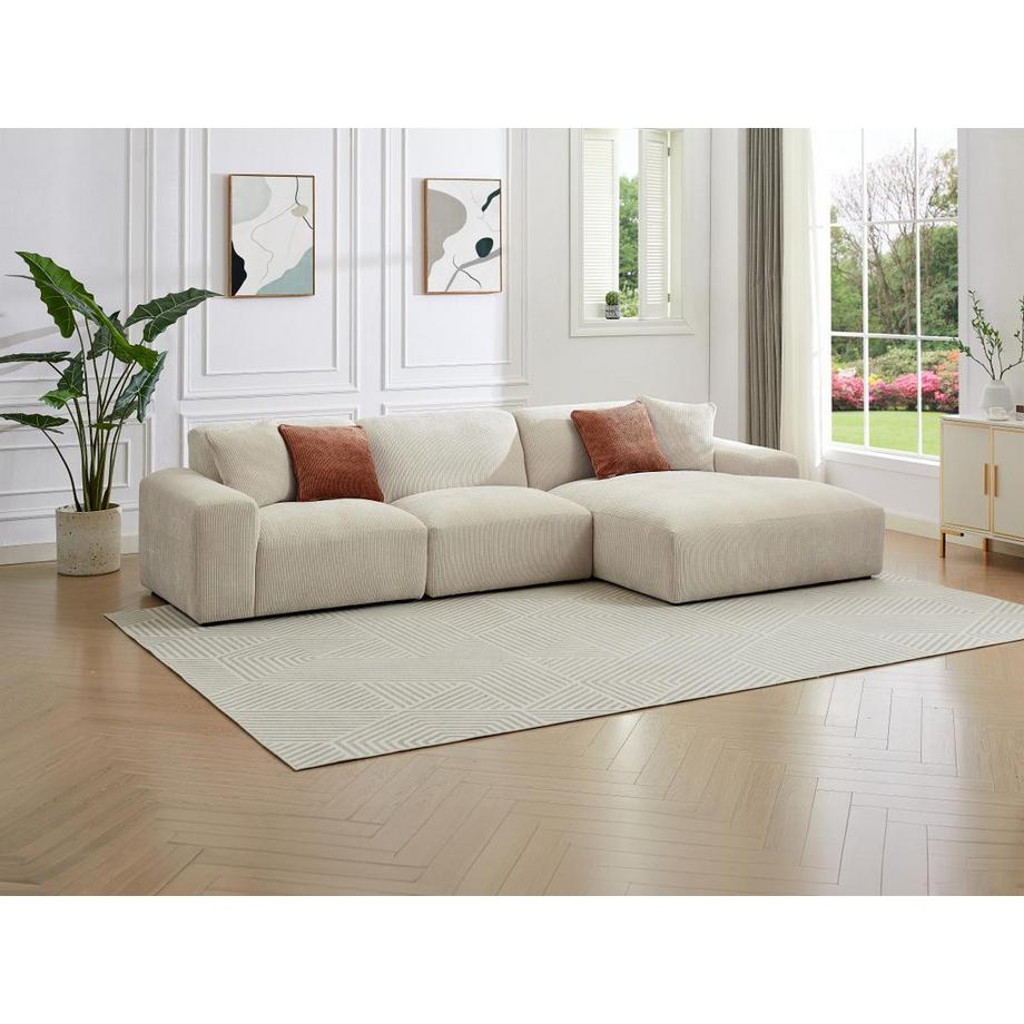 Maison Céphy Großes Ecksofa - Ecke rechts - Cord - Beige - TIRONO von Maison Céphy  