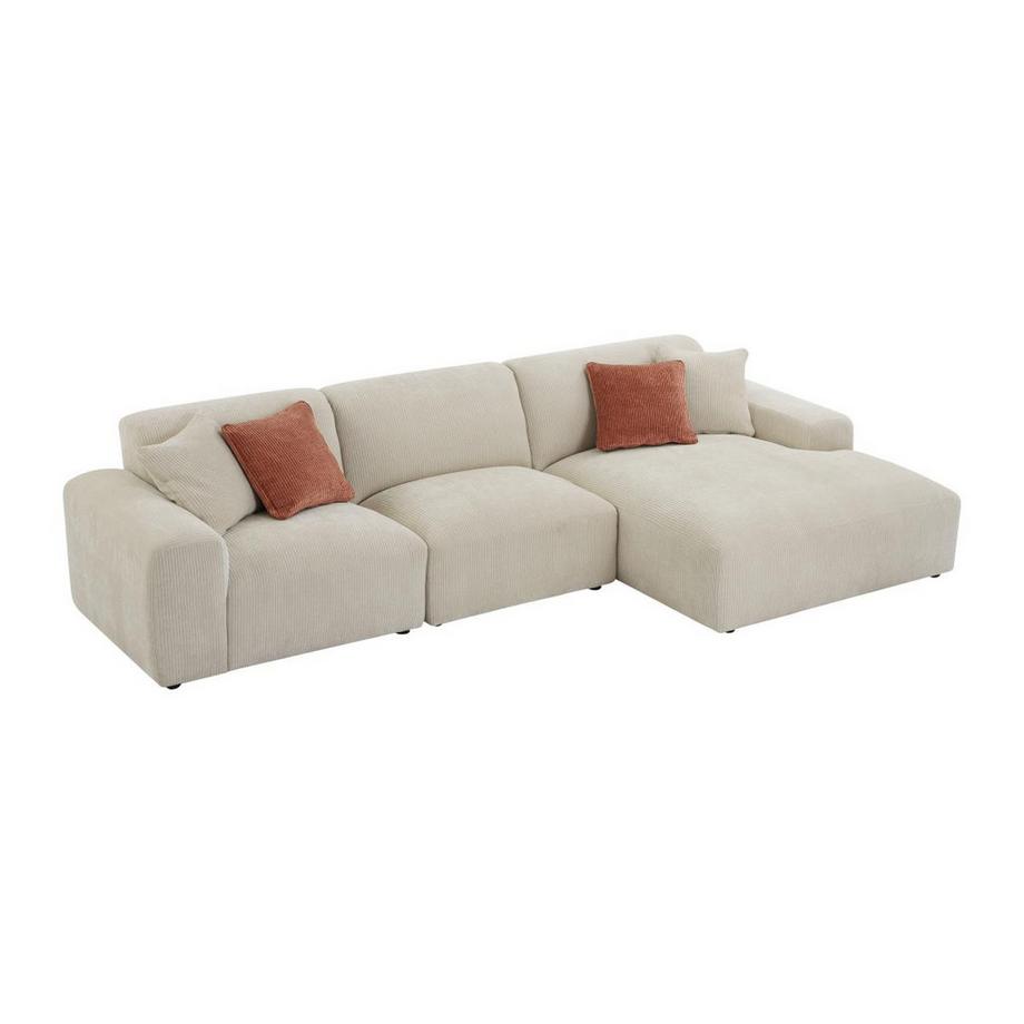 Großes Ecksofa - Ecke rechts - Cord - Beige - TIRONO von Maison Céphy