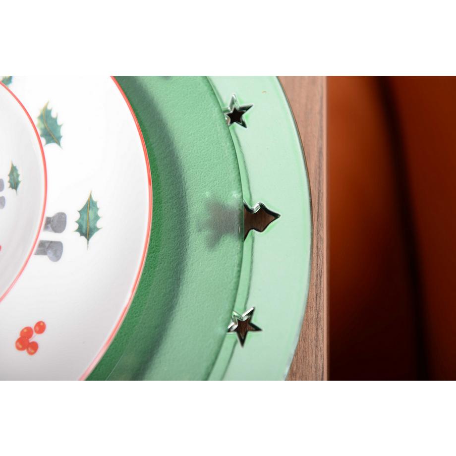 Aulica  DESSOUS D'ASSIETTE VERT BRILLANT DECOR SAPIN PAR BOITE DE - 6 
