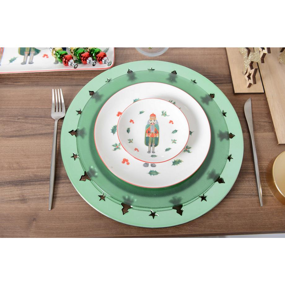 Aulica  DESSOUS D'ASSIETTE VERT BRILLANT DECOR SAPIN PAR BOITE DE - 6 