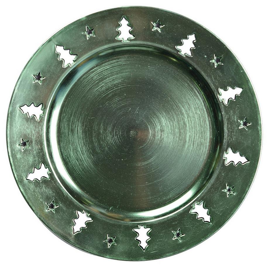 Aulica  DESSOUS D'ASSIETTE VERT BRILLANT DECOR SAPIN PAR BOITE DE - 6 