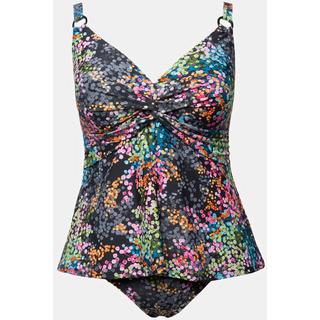 Ulla Popken  Tankini con pallini, coppe morbide e drappeggio 