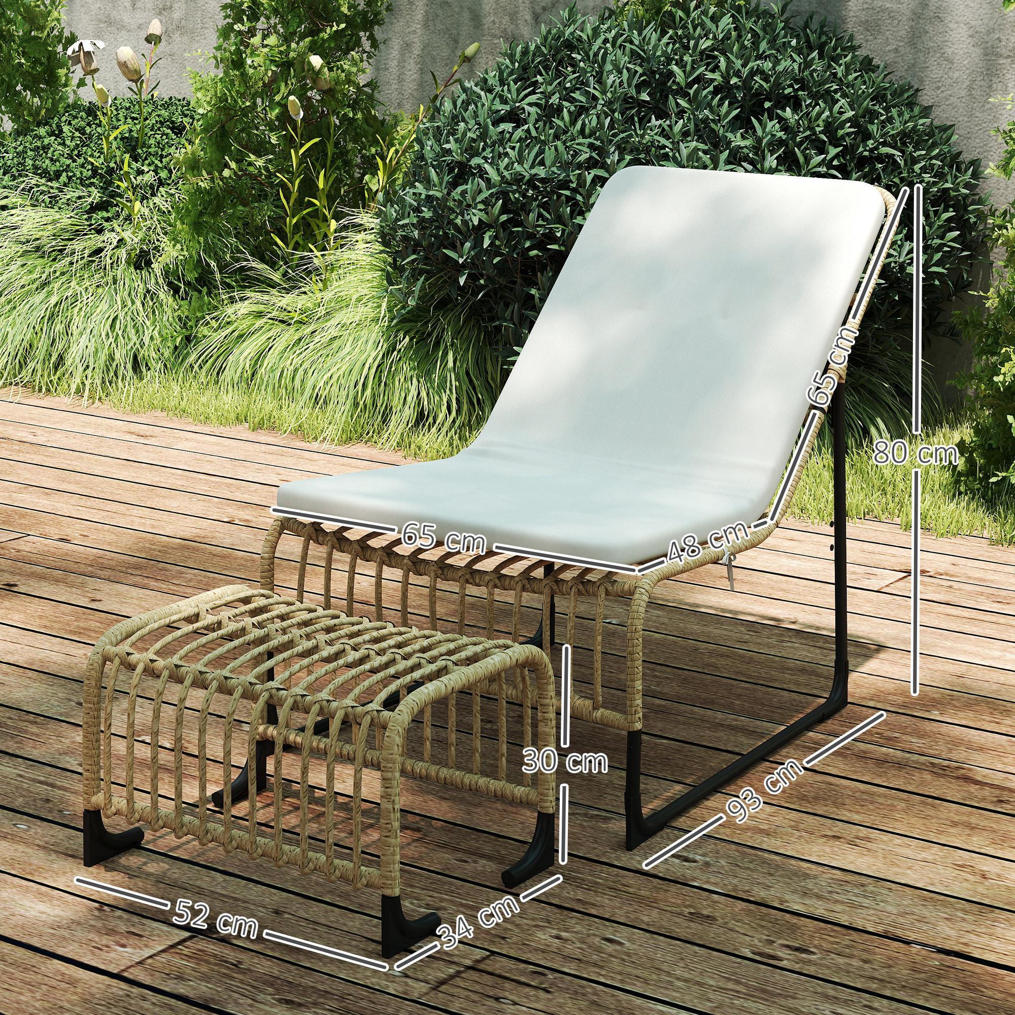 Outsunny Rattan Relaxsessel mit Hocker  