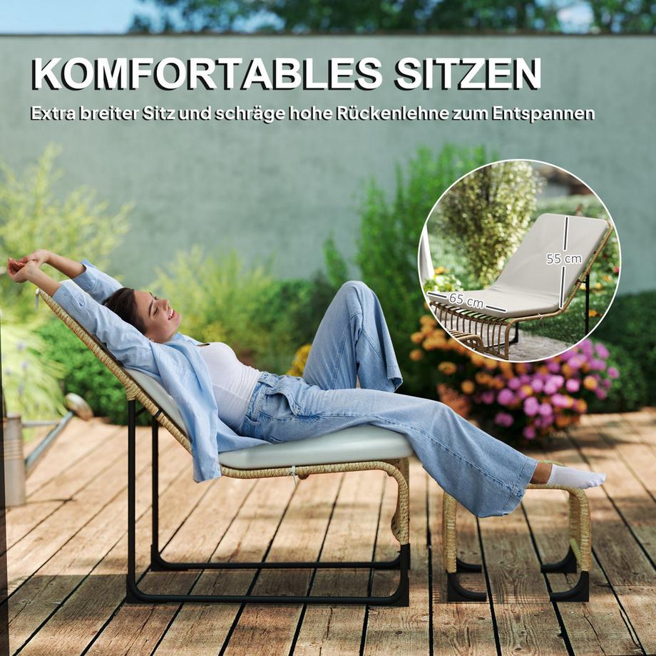 Outsunny Rattan Relaxsessel mit Hocker  