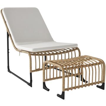 Rattan Relaxsessel mit Hocker