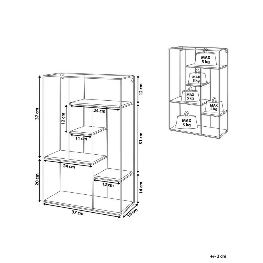 Beliani Wandregal aus MDF-Platte Industriell LAUREL  